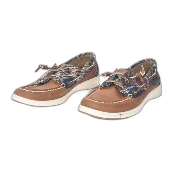 Sperry Rosefish Plaid 3 Hole Leather and Canvas Lace up Docksider Size 6.5 - Picture 3 of 5